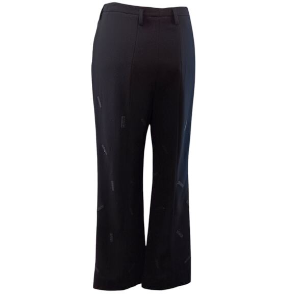 AKRIS Wide Leg Double Face Wool Pants 12 Ankle 33x26 Embellished Dressy Career - Picture 2 of 14